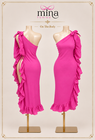 Coastal Muse One-Shoulder Linen Maxi Swim Cover-Up - Z02