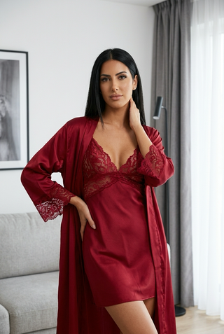 Luxury Satin Lingerie Set with lace - W187 | Mina Femme