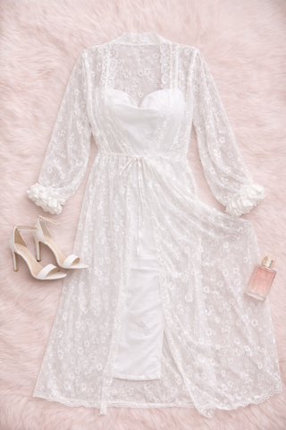 Wedding White Satin Lace Bridal Lingerie Set - W609