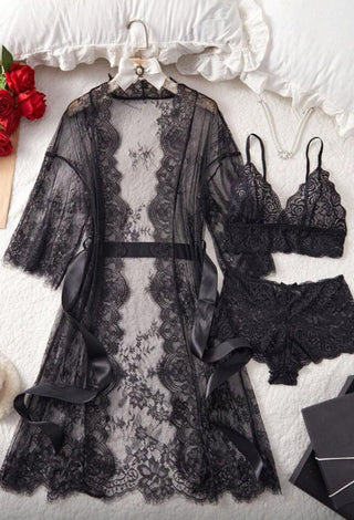 R405 Lace Robe, Top, and Hot shorts