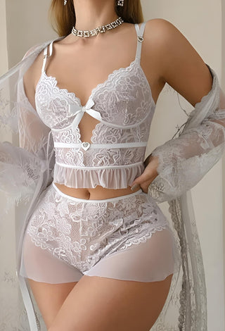 R372 Lace Robe, Top, and Hot shorts