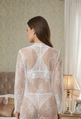 Lace Robe Lingerie, Bra, and Panty for Honey moon  lingerie Set- R428 | Mina Femme
