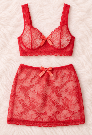 Sexy Red Lace Lingerie Set - R510