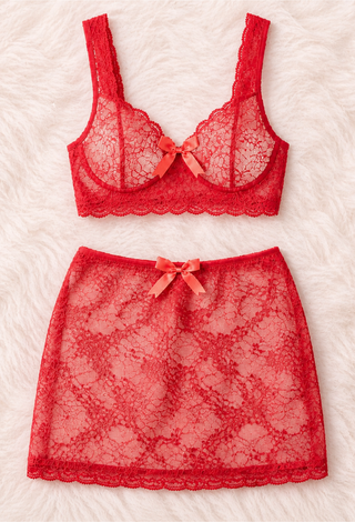 Sexy Red Lace Lingerie Set - R510