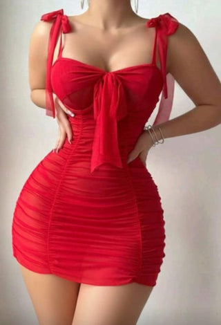 Sexy Red Tulle Lingerie Mini Dress - R503
