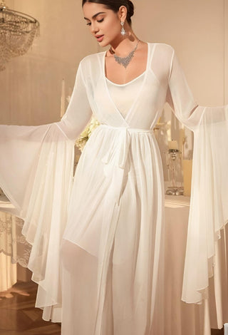 Elegant Sheer Tulle Lingerie Set with Robe - R426