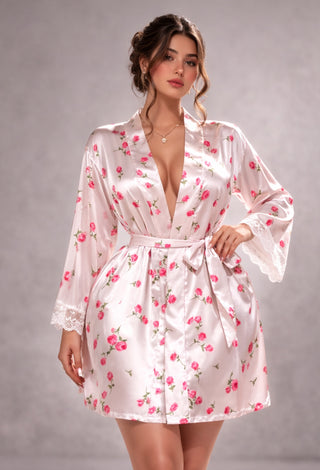 Floral Whisper Robe Women’s satin nightshirt -W703