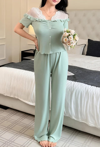 Mint Egyptian Cotton Pajama Set - Femme 4043