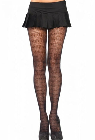 Black Patterned Fishnet Tights – Elegant Mesh Stockings - 6047