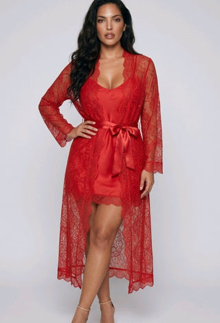 Women's satin lingerie set with lace - W619 | Mina Femme