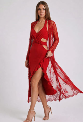 Elegant Butter Fabric Nightdress with Lace Robe – Joly 2364