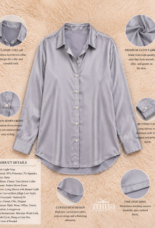 Elegant Pink Soft Satin Night Shirt - W244