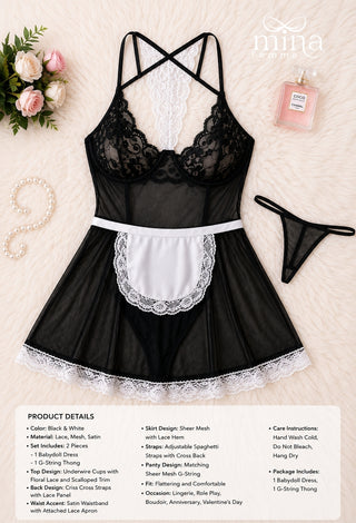 Lace Cosplay Sexy Maid Tulle Lingerie - R239
