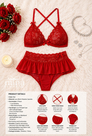 Lace Romantic 2 Piece Tulle Lingerie Set - R343