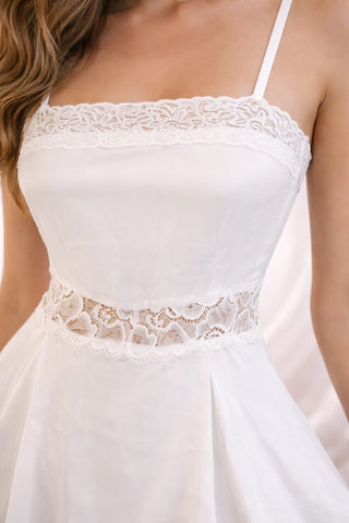 Soft Elegant White Satin Lingerie with Lace - W661