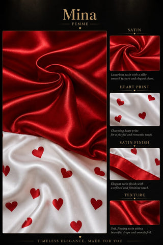 Sweetheart Satin Cami & Heart Print Shorts Set |  Romantic Sleepwear - W588