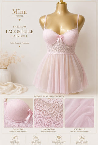 Pink Push-Up Tulle Lingerie - R313