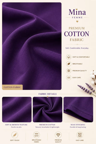 Soft Casual Purple Egyptian Cotton Pajama Set - Femme 4063
