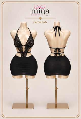 Midnight Desire Butter & Lace Lingerie Dress - R574