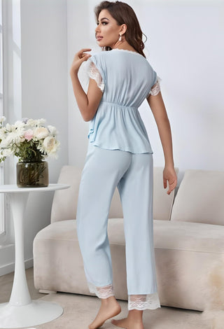 Baby Blue Egyptian Cotton Lace Set | Mina Femme Premium Cotton - Femme 2989 - Mina Femme