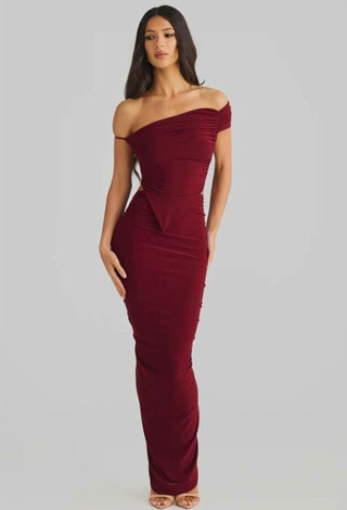 Black Off Shoulder 2 Piece Bodycon Dress - JOLY 2350 | Mina Femme - Mina Femme