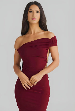 Black Off Shoulder 2 Piece Bodycon Dress - JOLY 2350 | Mina Femme - Mina Femme