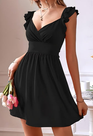 Black Ruffle Nightdress Egyptian Cotton | Mina Femme Romantic Collection - Femme 2813 - Mina Femme