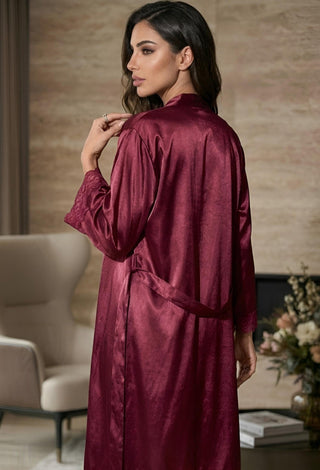 Black Satin Lace Nightdress and Robe Set for Women | Luxury Sleepwear – W617 - Mina Femme