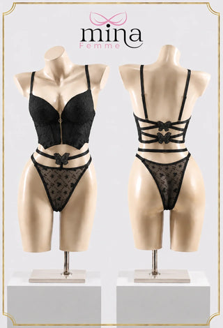White Push Up Bra & Panty Set with Butterfly Detail - Fsn 2065