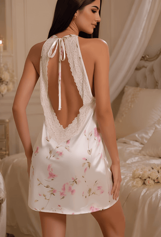 Blossom Dream Floral Satin Chemise Nightdress | Mina Femme - W670 - Mina Femme