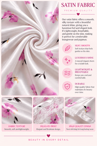 Blossom Dream Satin Short Pajama Set - W741 - Mina Femme