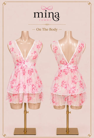 Blush Floral Ruffle Mini Dress - Eve 7002 - Mina Femme