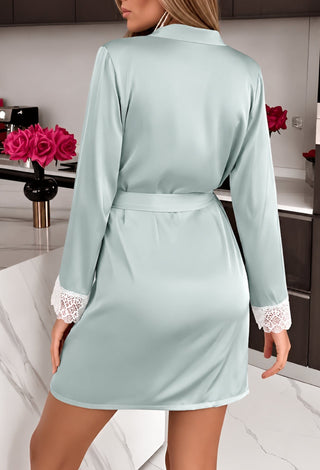 Blush Romance Pink Satin Bridal Nightdress & Lace-Trimmed Robe Set - W291 - Mina Femme