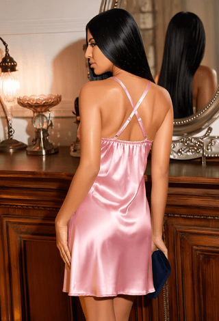 Blush Satin Slip Nightdress - W072 - Mina Femme