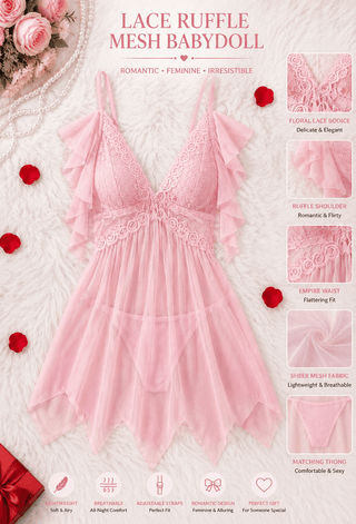 Blush Sweetheart Sheer Babydoll Set - r509 - Mina Femme