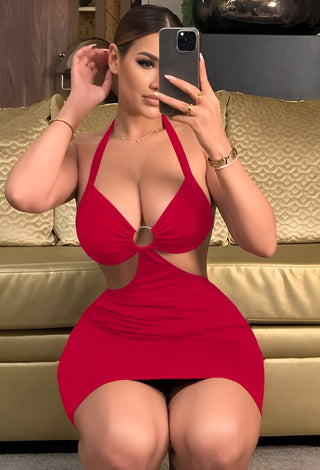 Butter Lycra Cut-Out Mini Dress - JOLY 2360 - Mina Femme