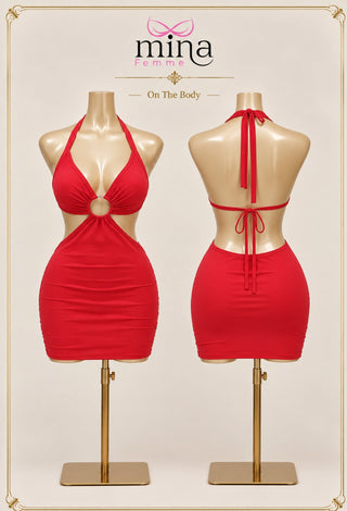 Butter Lycra Cut-Out Mini Dress - JOLY 2360 - Mina Femme