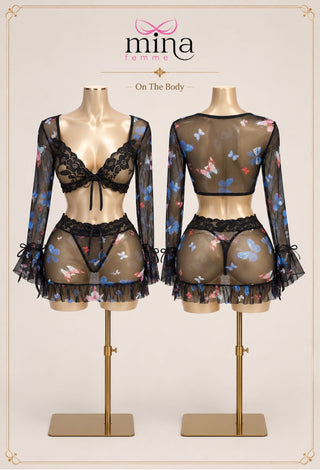Butterfly Whisper Sheer Tulle Lingerie Set - EVE 7021 - Mina Femme