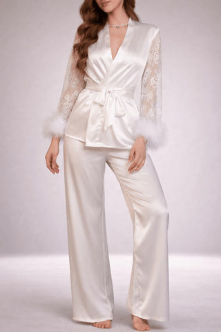 Classy & Trendy Women’s Satin Pajama Special made for Bridals - W443 | Mina Femme - Mina Femme
