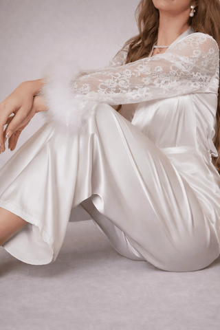 Classy & Trendy Women’s Satin Pajama Special made for Bridals - W443 | Mina Femme - Mina Femme