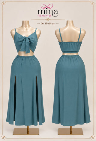 Coastal Breeze Linen Two-Piece Dress Set - Z13 - Mina Femme