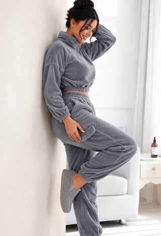 Cozy Luxe Polar Fleece Two-Piece Winter Pajama Set - Snow 3863 - Mina Femme