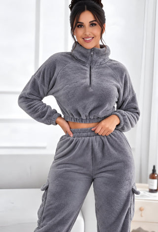 Cozy Luxe Polar Fleece Two-Piece Winter Pajama Set - Snow 3863 - Mina Femme