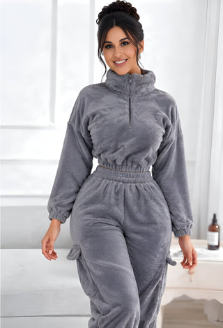 Cozy Luxe Polar Fleece Two-Piece Winter Pajama Set - Snow 3863 - Mina Femme