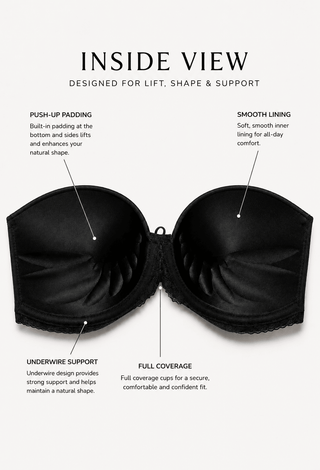 Diamond Lift Women’s Push-Up Bra with Padded Cups & Decorative Straps - Fsn 2820 - Mina Femme