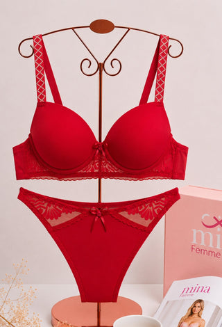Diamond Lift Women’s Push-Up Bra with Padded Cups & Decorative Straps - Fsn 2820 - Mina Femme