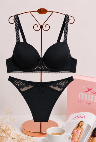 Diamond Lift Women’s Push-Up Bra with Padded Cups & Decorative Straps - Fsn 2820 - Mina Femme