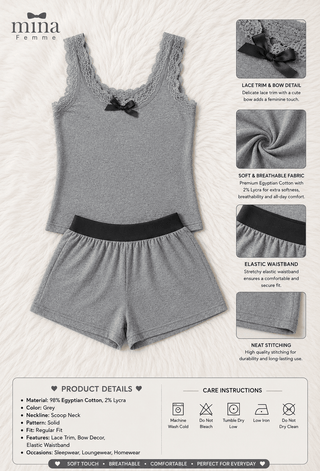 Egyptian Cotton Pajama Set for Women - Femme 4051 - Mina Femme