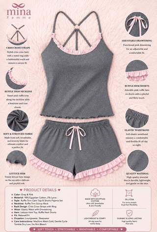 Egyptian Cotton Short Set | Soft Ruffle - Femme 4050 - Mina Femme