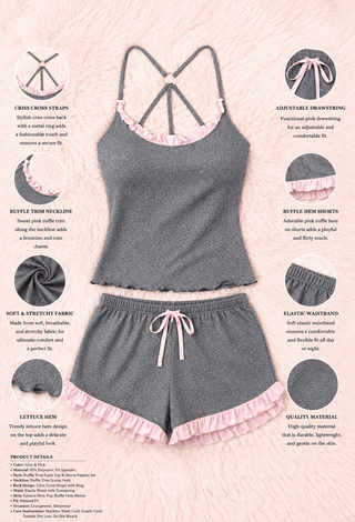 Egyptian Cotton Short Set | Soft Ruffle - Femme 4050 - Mina Femme